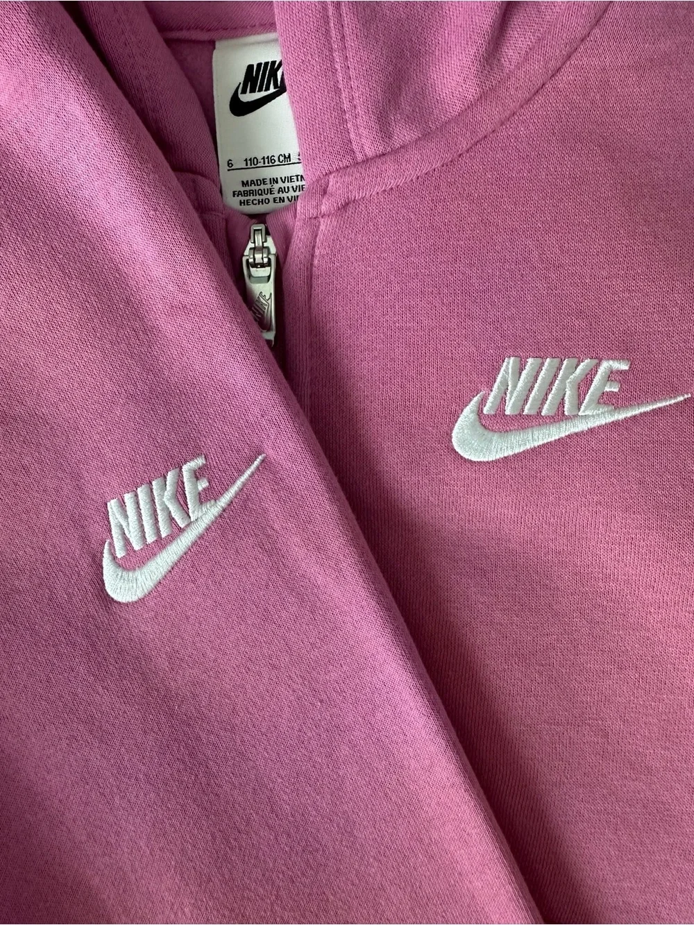 Nike Girls Size 6 Pink Zip Hooded Sweatshirt & Jogger Pants 2 Piece Set NWT